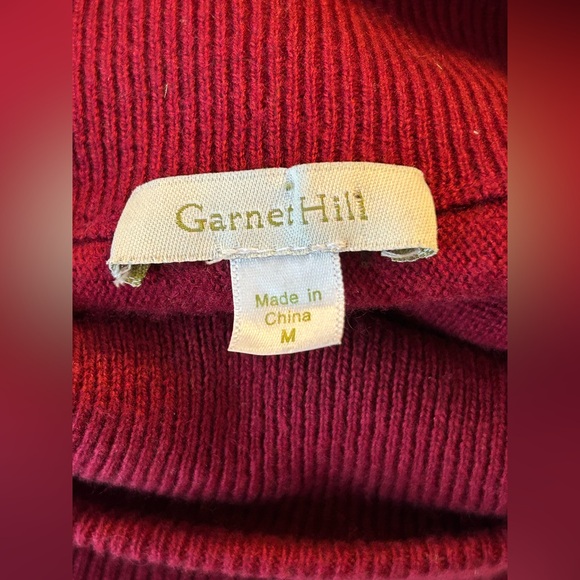 Garnet Hill Wool Cashmere Blend Turtleneck Poncho Sweater Tunic Cranberry Medium - Picture 5 of 7